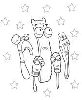 coloriage les outils de manny dans les etoiles